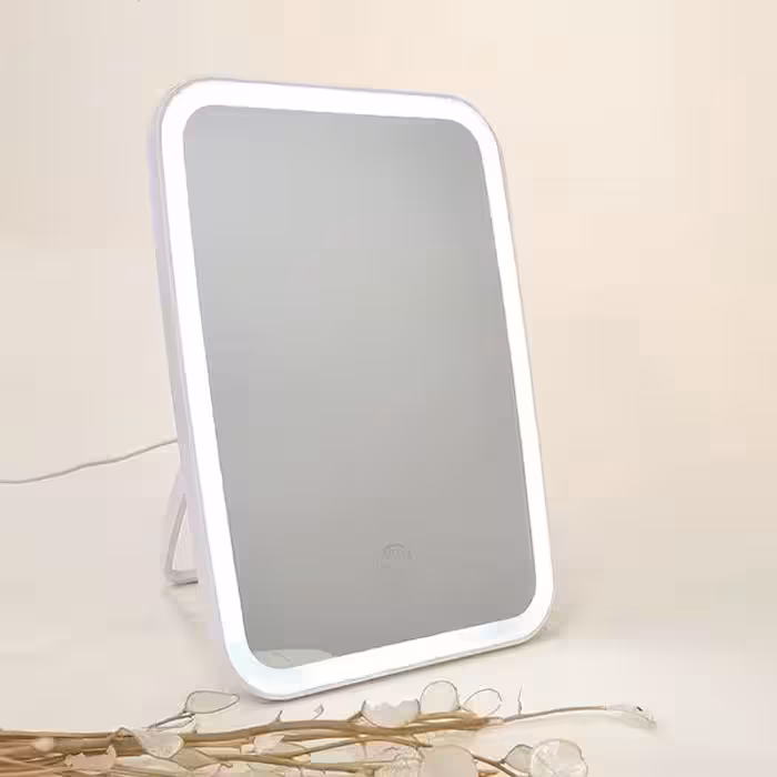 آینه رومیزی مستطیل ال ای دی  22*15 سفید  تیسا اکسسوری