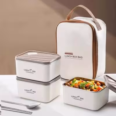 ظرف سه تایی نگه دارنده غذا ،لانچ باکس وارداتی