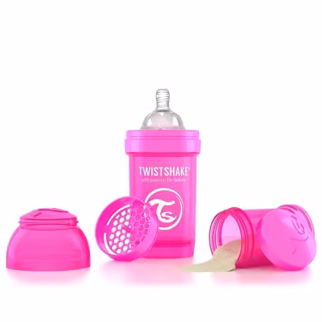 شیرخوری ضدنفخ تویست شیک 180 میل سرخابی Twistshake