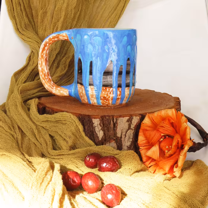 ماگ سرامیکی طرح موج مدل دستساز کد 1073