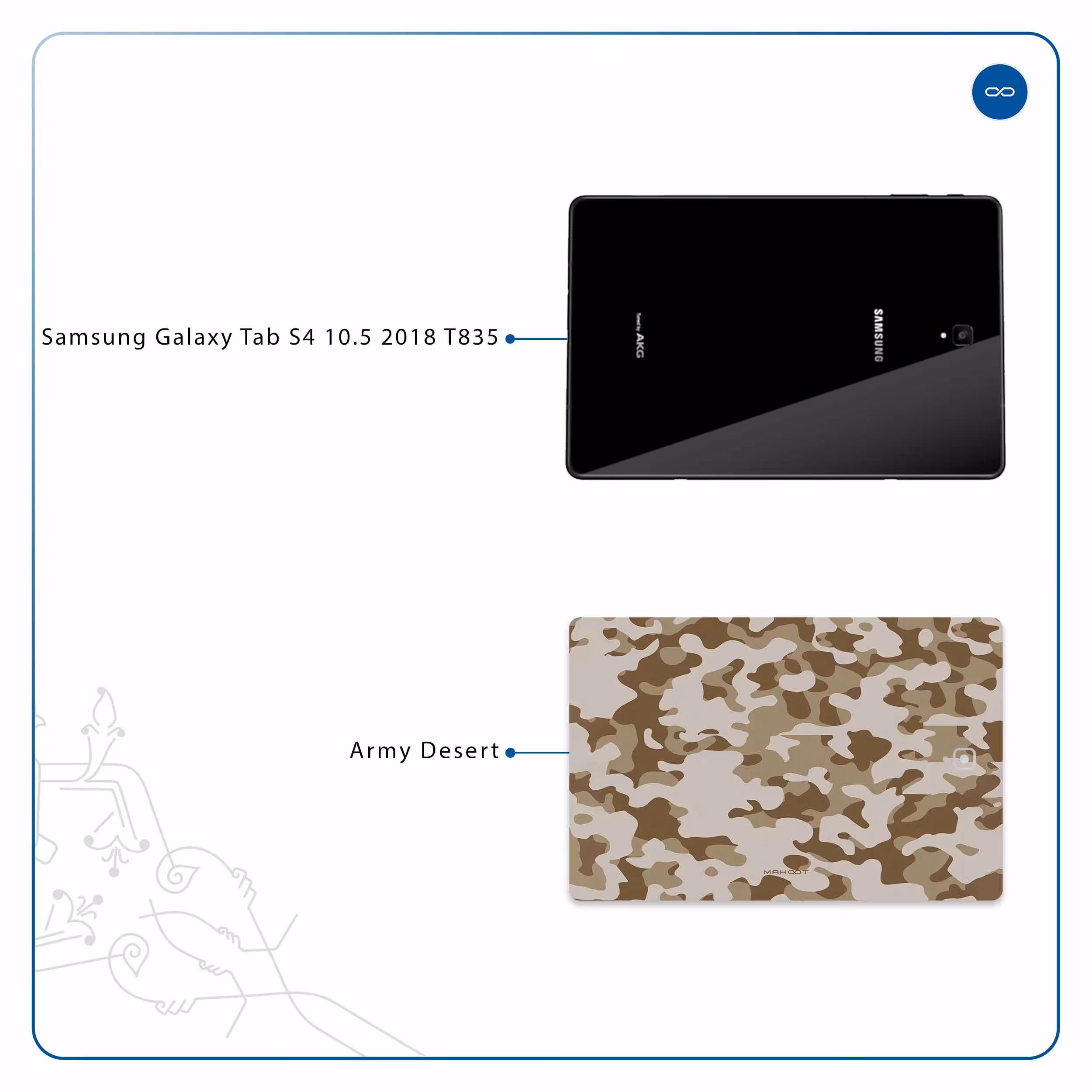 برچسب پوششی ماهوت مدل Army-Desert مناسب برای تبلت سامسونگ Galaxy Tab S4 10.5 2018 T835