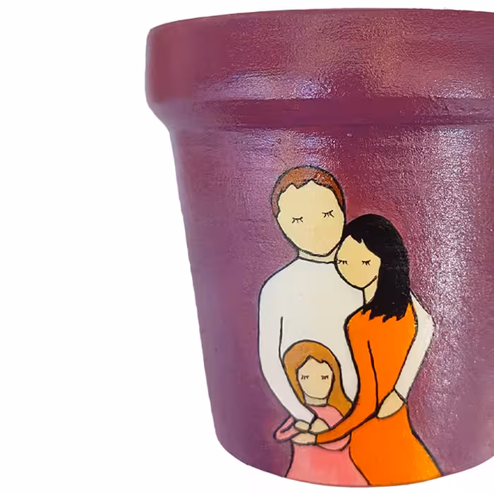 گلدان سفالی طرح پدر مادر فرزند