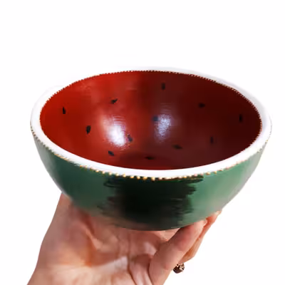 ست 8 تکه کاسه و بشقاب سفالی مدل یلدایی کد 008