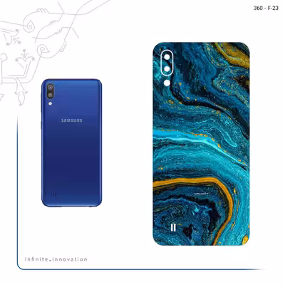 برچسب پوششی ماهوت مدل Turquoise marblewith golden streaks مناسب برای گوشی موبایل سامسونگ Galaxy M10