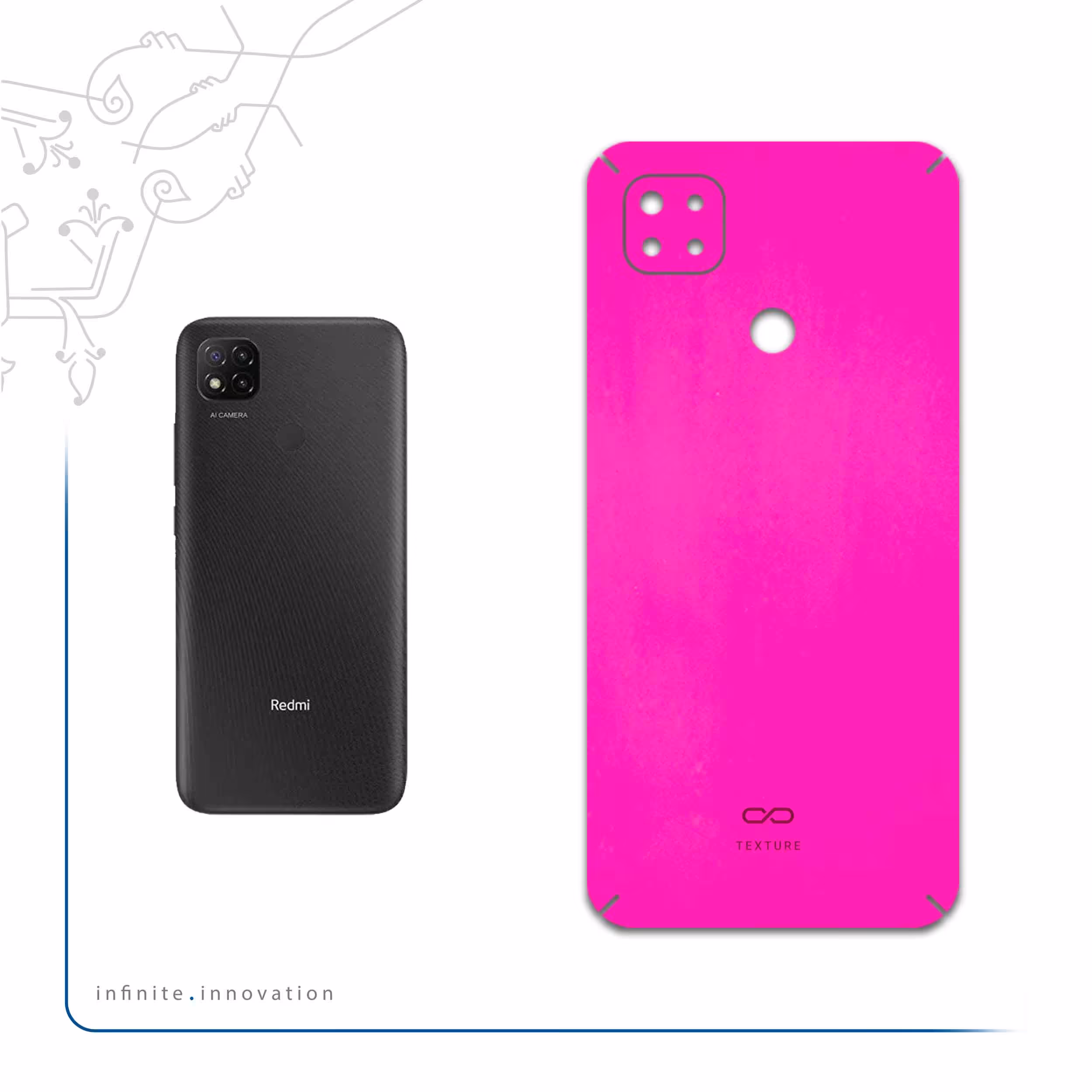 برچسب پوششی ماهوت مدل Phosphorus-Pink مناسب برای گوشی موبایل شیائومی Redmi 9 Activ