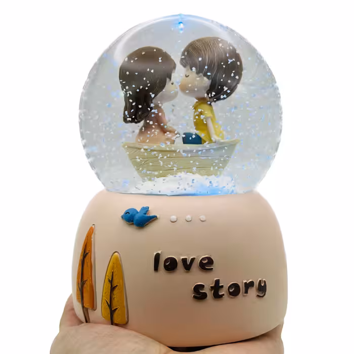 گوی موزیکال مدل پمپی Love Story طرح گنجشک و درخت کد PA4071