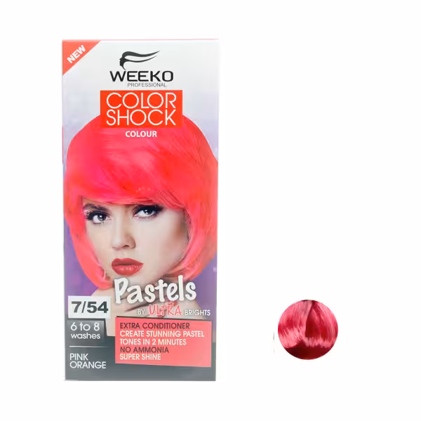 کیت رنگ مو ویکو مدل color shock شماره 7/54 حجم 80 میلی لیتر رنگ صورتی نارنجی