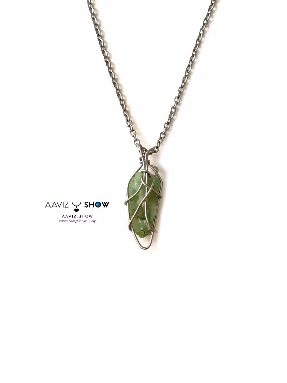 آویز راف اونتورین سنگ خوش شانسی با قاب مفتولی ویژه A1055