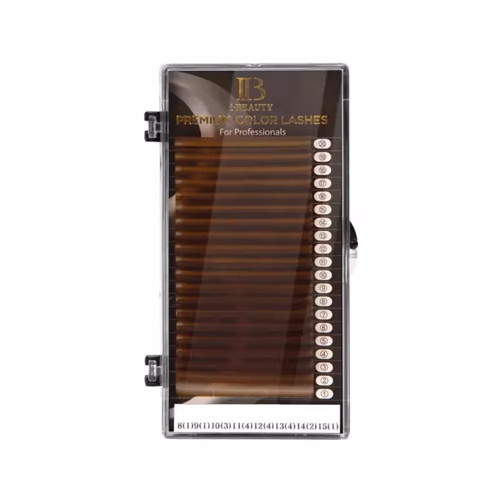 پالت مژه اکستنشن والیوم قهوه ای آی بی IB سایز میکس 10/11/12 ضخامت 0.07 فر CC - فروشگاه میرکمالی