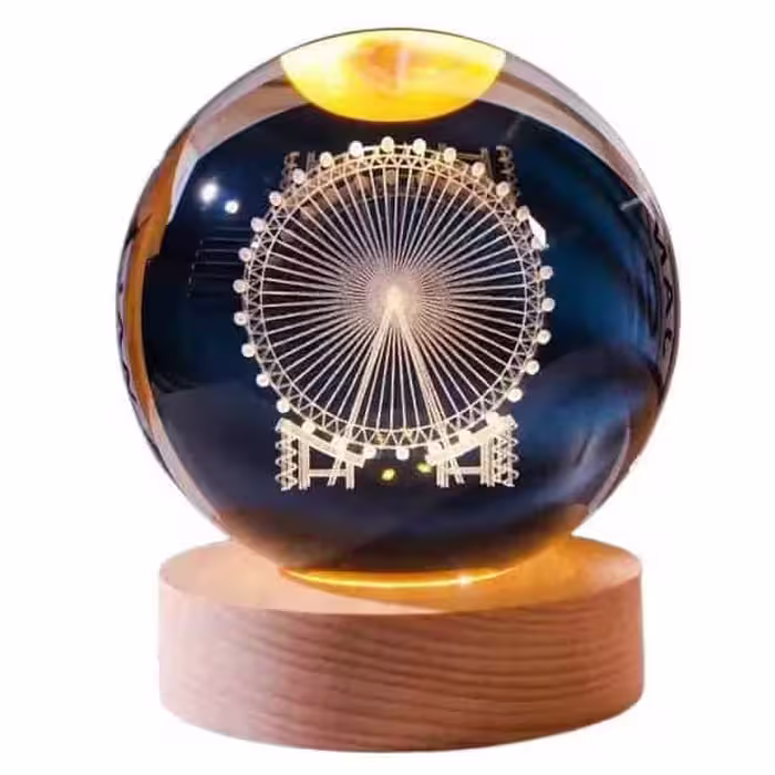 چراغ خواب گوی کریستال طرح چرخ و فلک 3D