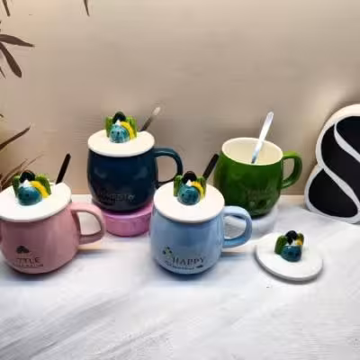 ماگ سرامیکی درب دار سبز