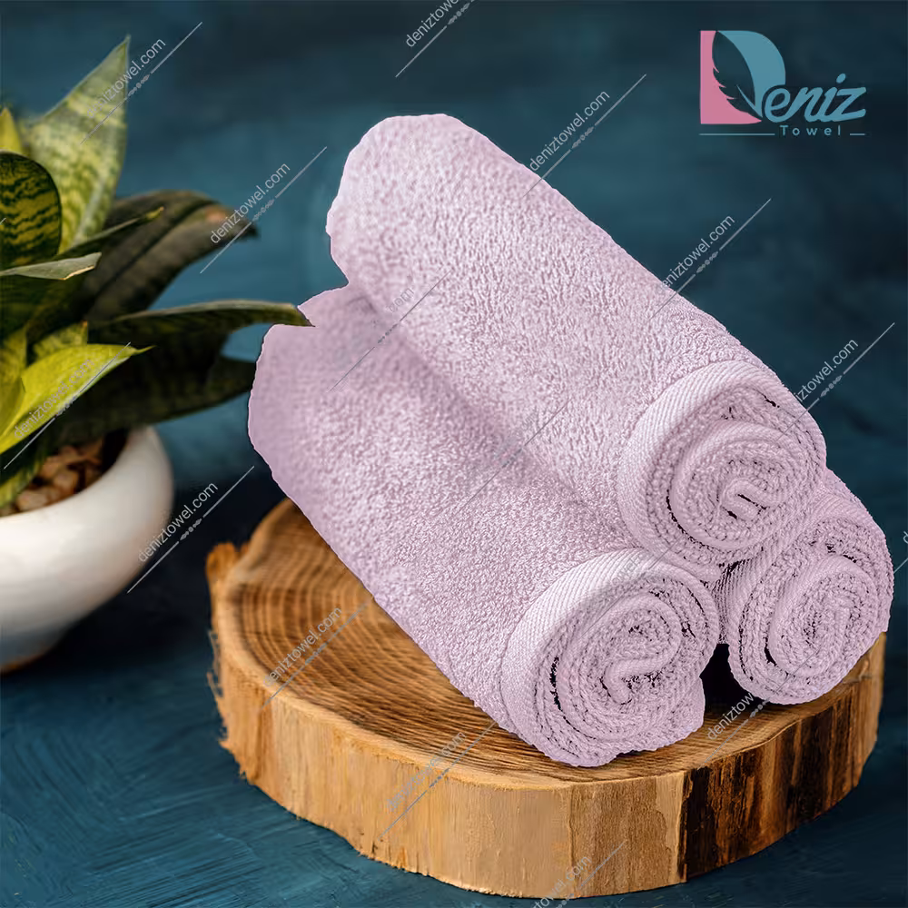 حوله دستی بسته سه عددی ساده رنگ یاسی روشن