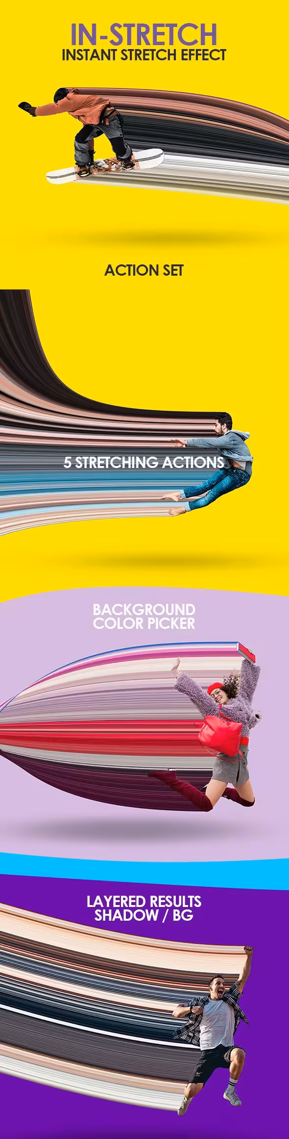 دانلود اکشن فتوشاپ کشیدن رنگ تصویر InStretch