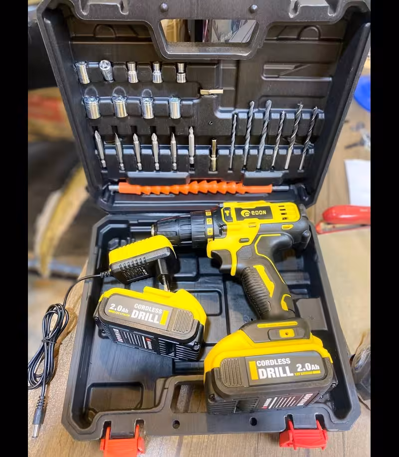 دریل شارژی پیچ گوشتی شارژی 12 ولت دو باطری ادون edon مدل 12S