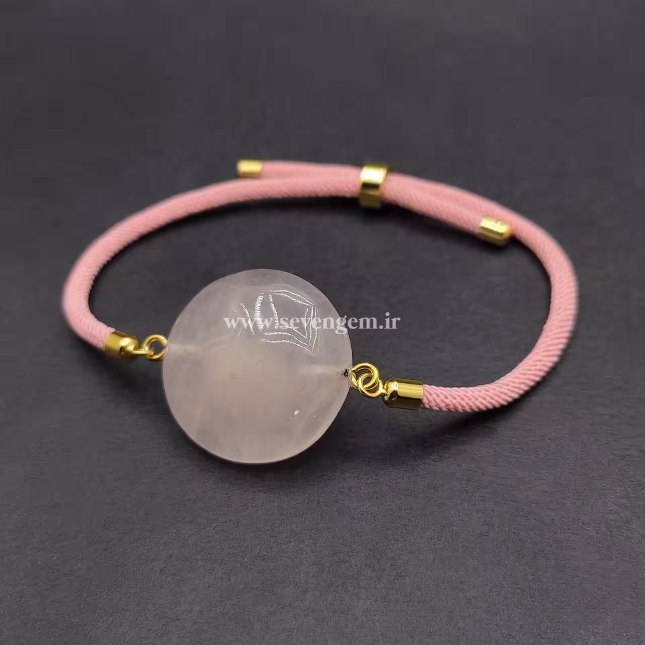 دستبند زنانه سنگ رزکوارتز (کدA317)