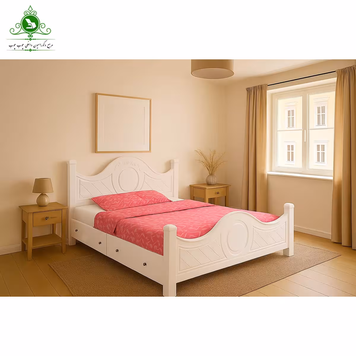 تخت خواب یک و نیم نفره MDF وکیوم مدل آرامش عرض 120