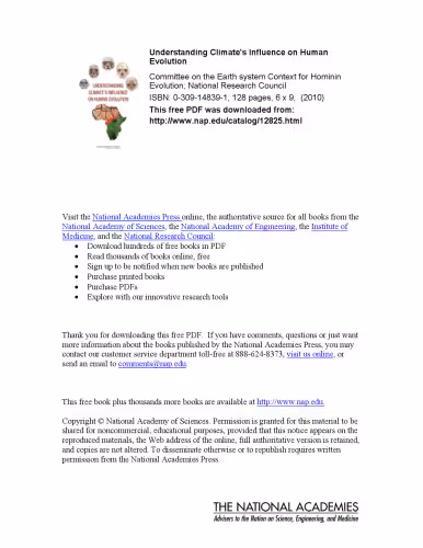 خرید و دانلود نسخه کامل کتاب Understanding Climate's Influence on Human Evolution