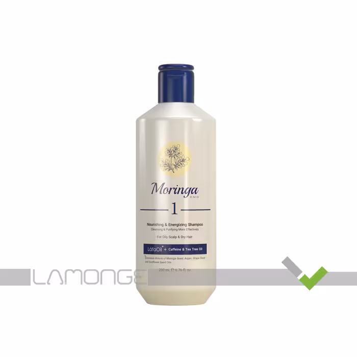 شامپو مغذی و انرژی‌ بخش 1 مناسب پوست سر چرب و موی خشک مورینگا امو