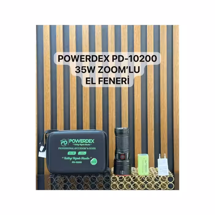 چراغ قوه حرفه‌ای Powerdex PD-10200 | توان 35 وات | شدت روشنایی 3500 لومن | مجهز به باتری قدرتمند 12800 میلی‌آمپر | قابلیت زوم حرفه‌ای | طراحی مقاوم و مناسب شکار | ابزار روشنایی پیشرفته برای سفر، کمپینگ و استفاده روزمره
