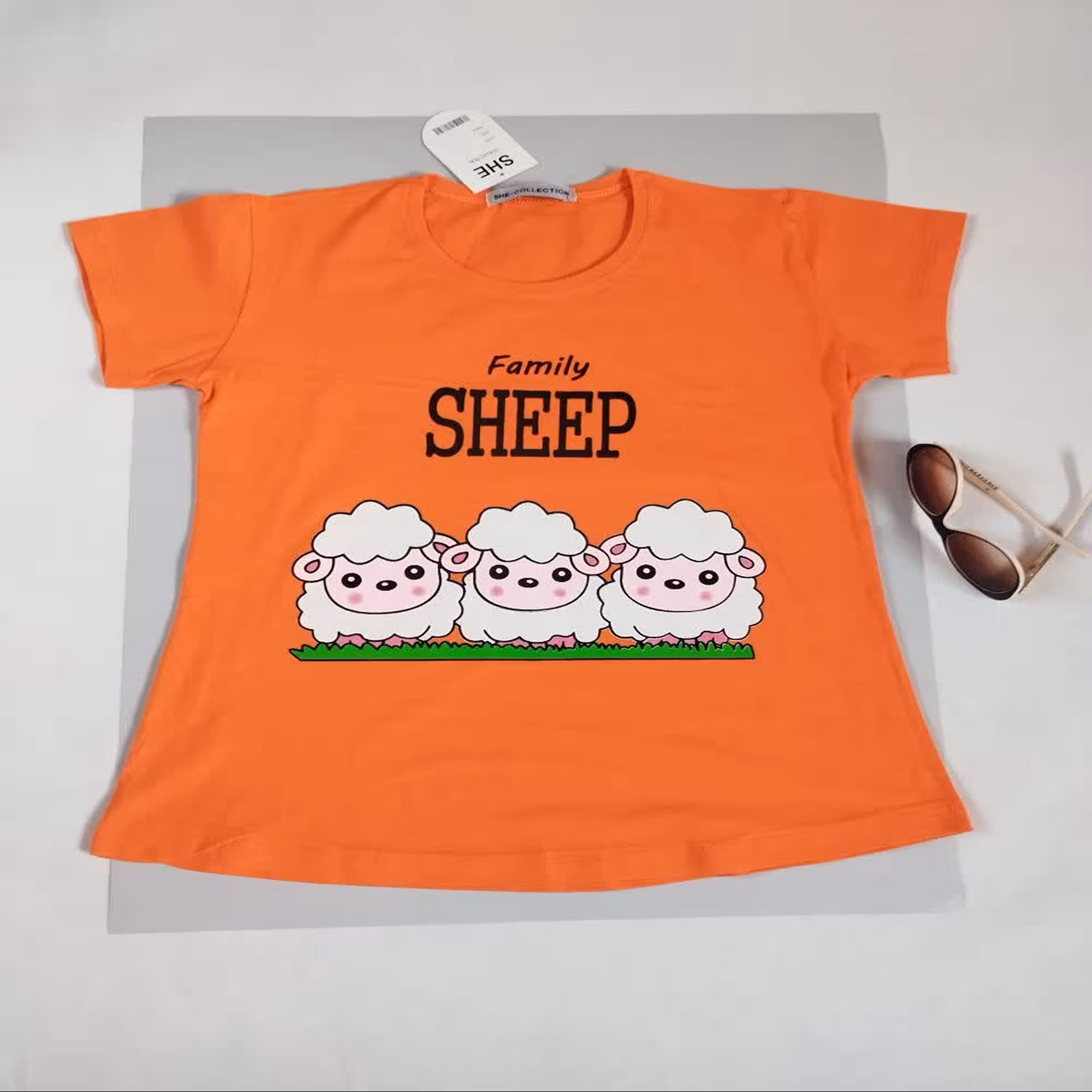 تیشرت زنانه مدل بره ناقلا پنبه سوپر اعلا رنگ نارنجی