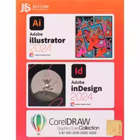 مجموعه نرم‌افزارهای Adobe Illustrator 2024، Indesign 2024 و Corel Draw 2022