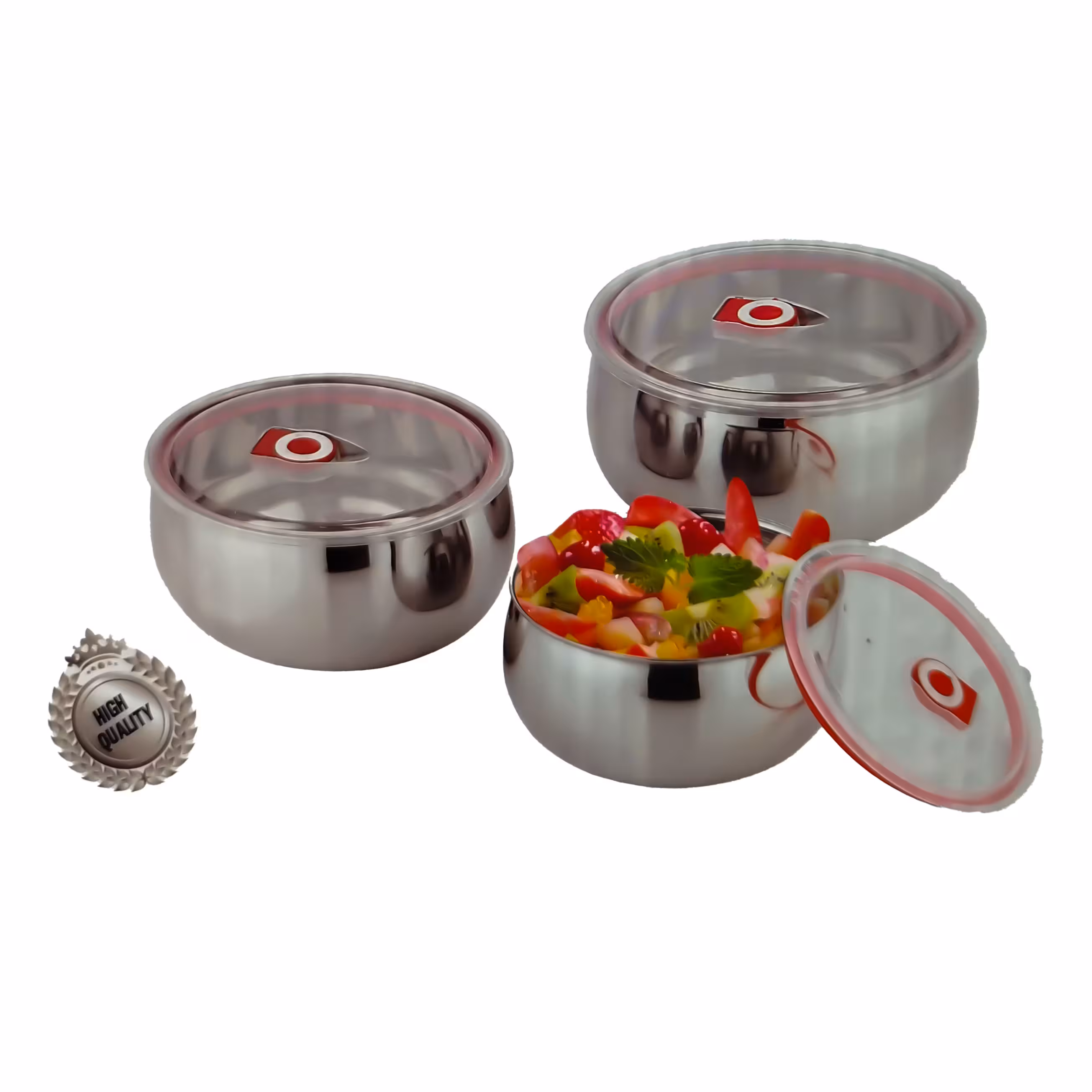 ظرف غذای استیل سوپاپ دار خمره ای  3 عددی