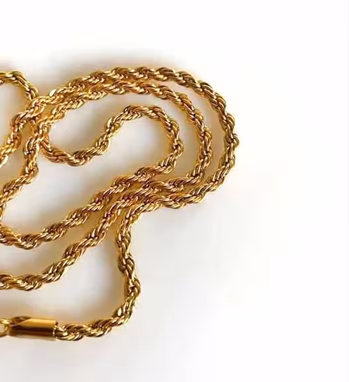 گردنبند و دستبندزنانه و مردانه زنجیر طنابی 3میل رنگ طلایی و نقره ای