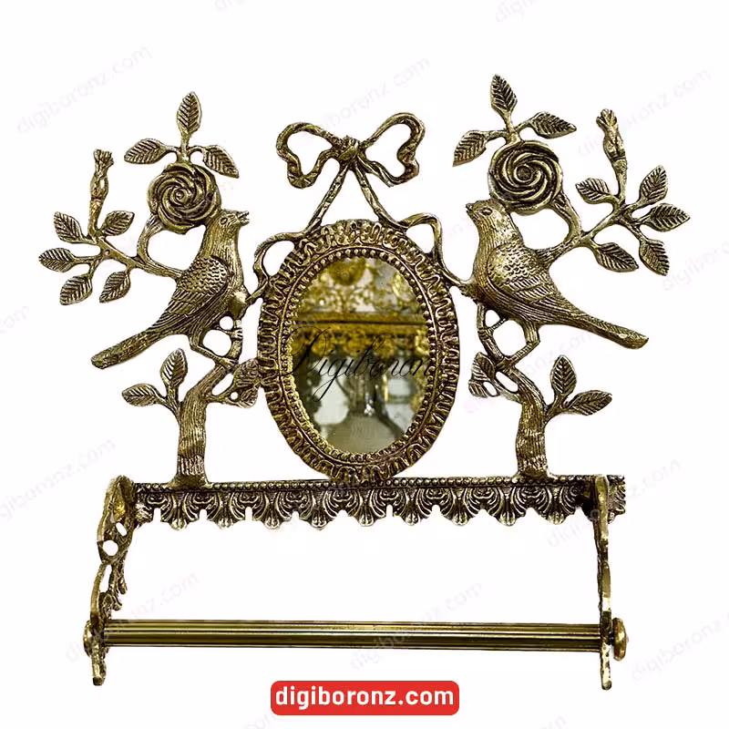 جاکلیدی برنجی برنزی گنجشک و آینه