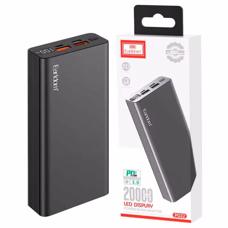 پاوربانک فست شارژ 20000 ارلدام Earldom ET-PD22 QC3.0 PD 22.5W