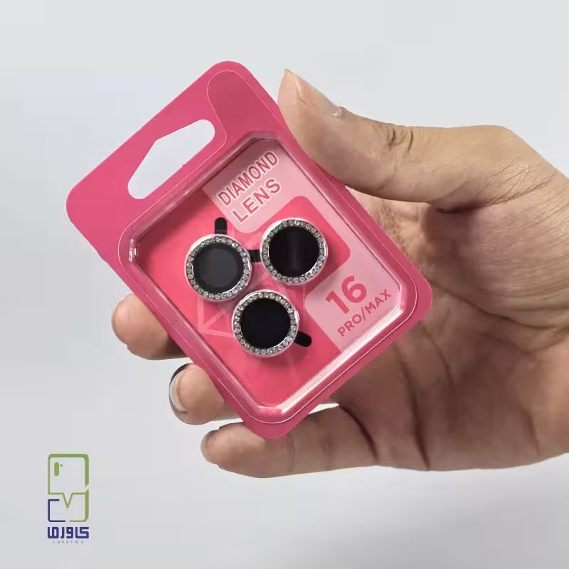 گلس محافظ لنز نگین‌دار آیفون 16 Pro Max | قالب نصب آسان و ضدخش