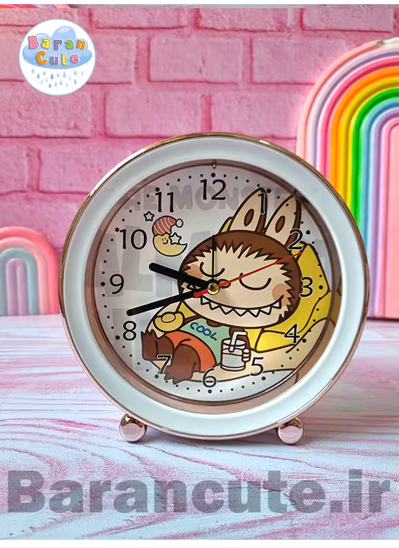 ساعت رومیزی و دیواری فانتزی زنگ دار طرح لبوبو سفید