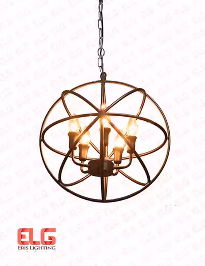 لوستر پنج شعله فلزی