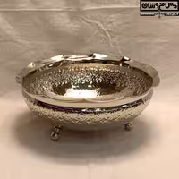آجیل خوری مسی 3 پایه آبکاری کروم طرحدار مدل هنری