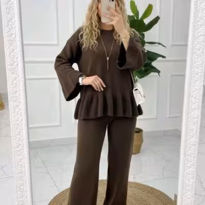 پیراهن و شلوار زنانه مدل بافت پینترستی