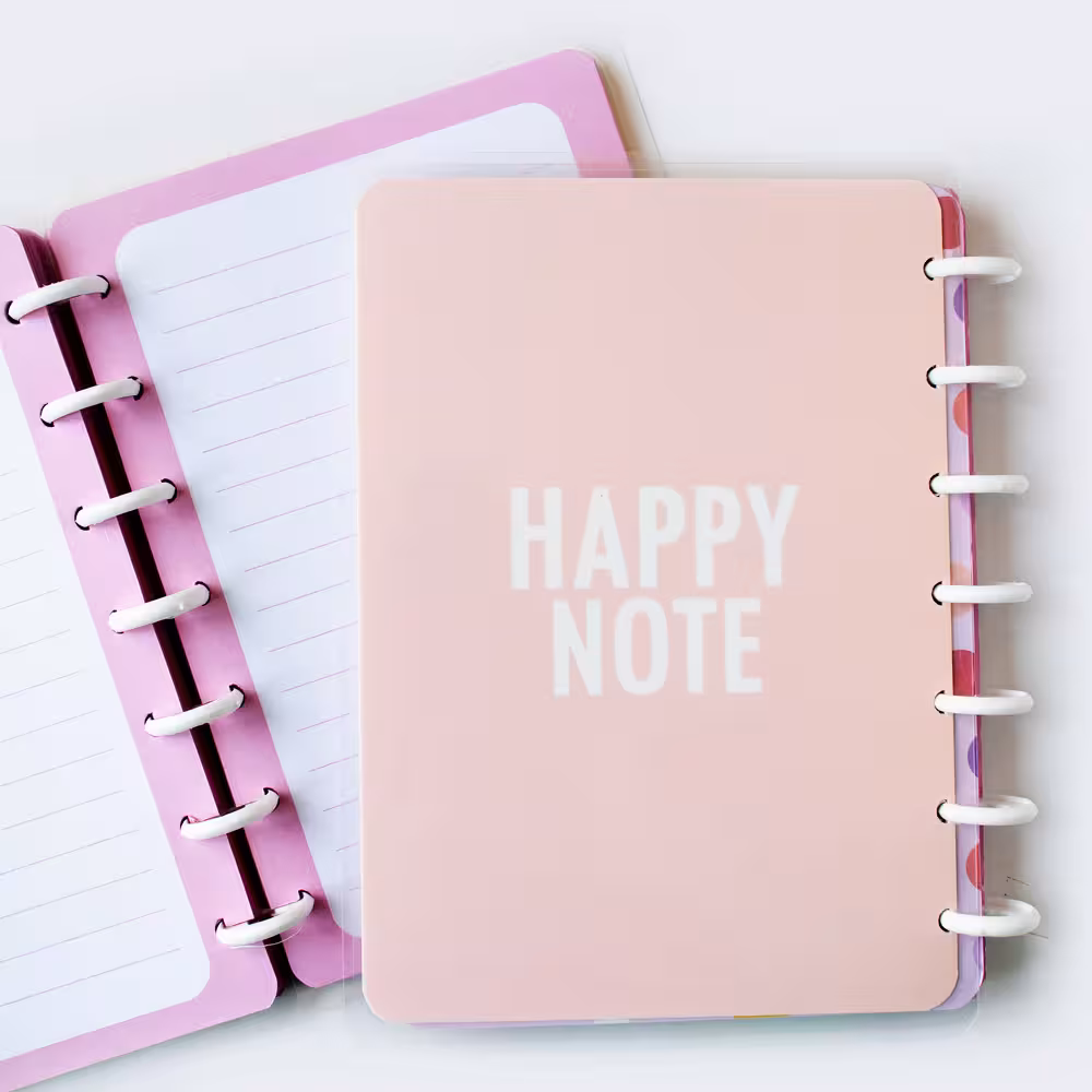 دفتر دکمه ای صورتی HAPPY NOTE آبرنگ (ABRANG)