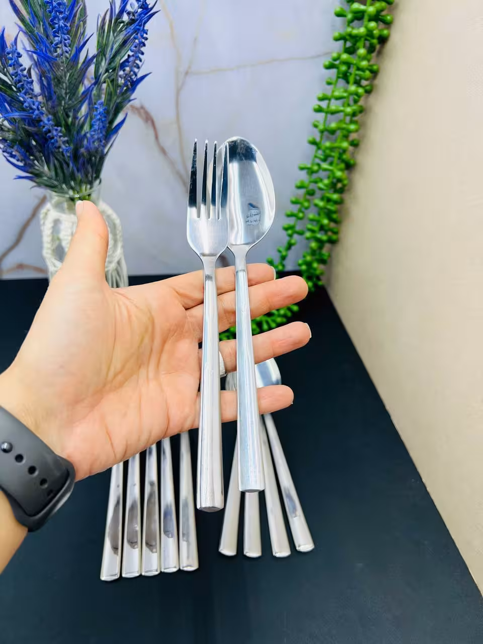 قاشق و چنگال استیل مربعG42