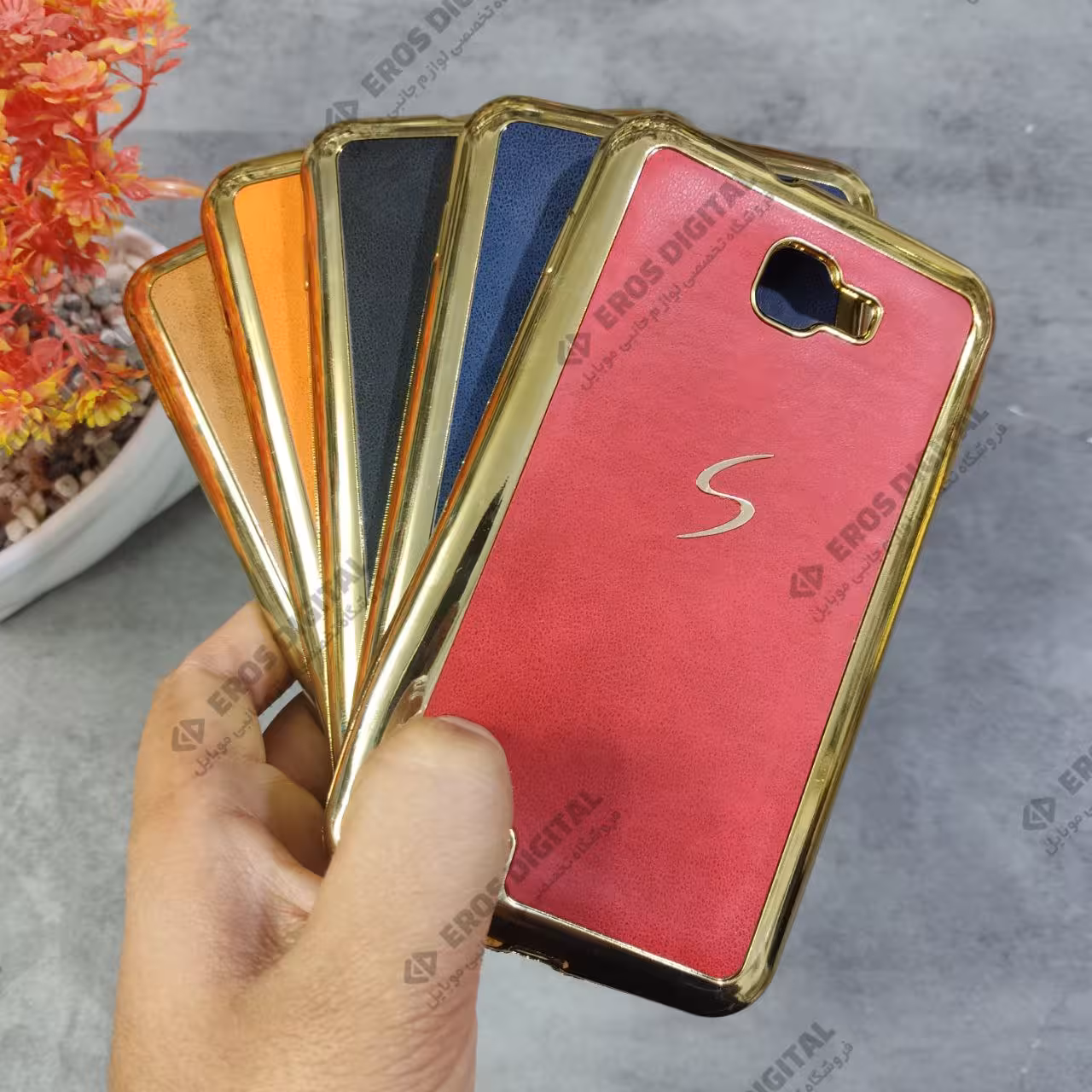 گارد گوشی Samsung Galaxy Note / I9290 دور طلایی پشت چرم