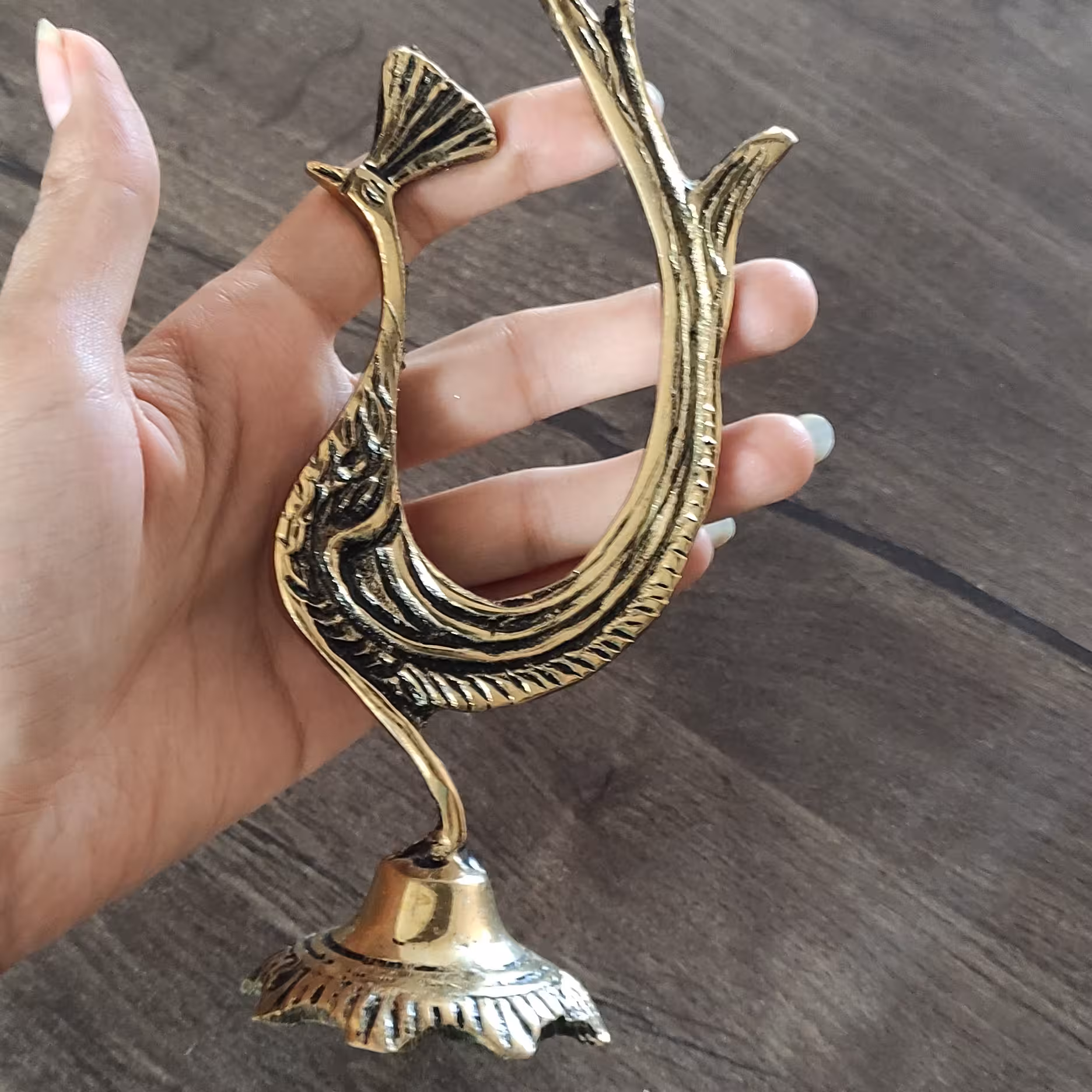 مجسمه جنس برنج پرنده ی دم بلند