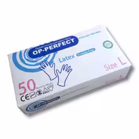 دستکش لاتکس سایز L بدون پودر پرفکت دستکش یکبار مصرف op perfect