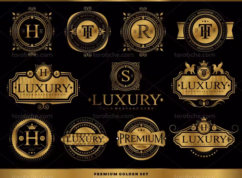 وکتور لوگو حروف لاتین طلایی | گرافیک با طعم تربچه