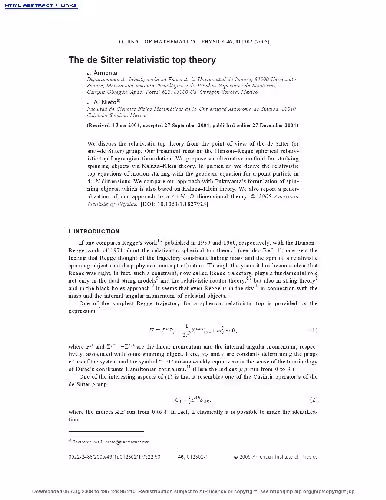 خرید و دانلود نسخه کامل کتاب The de Sitter relativistic top theory