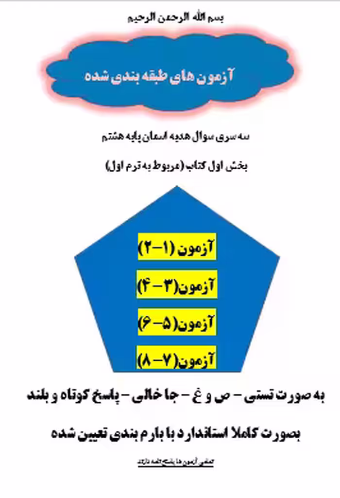 چهار سری سوال پیام آسمان هشتم دروس 1 تا 8 (دو درسی با جواب)
