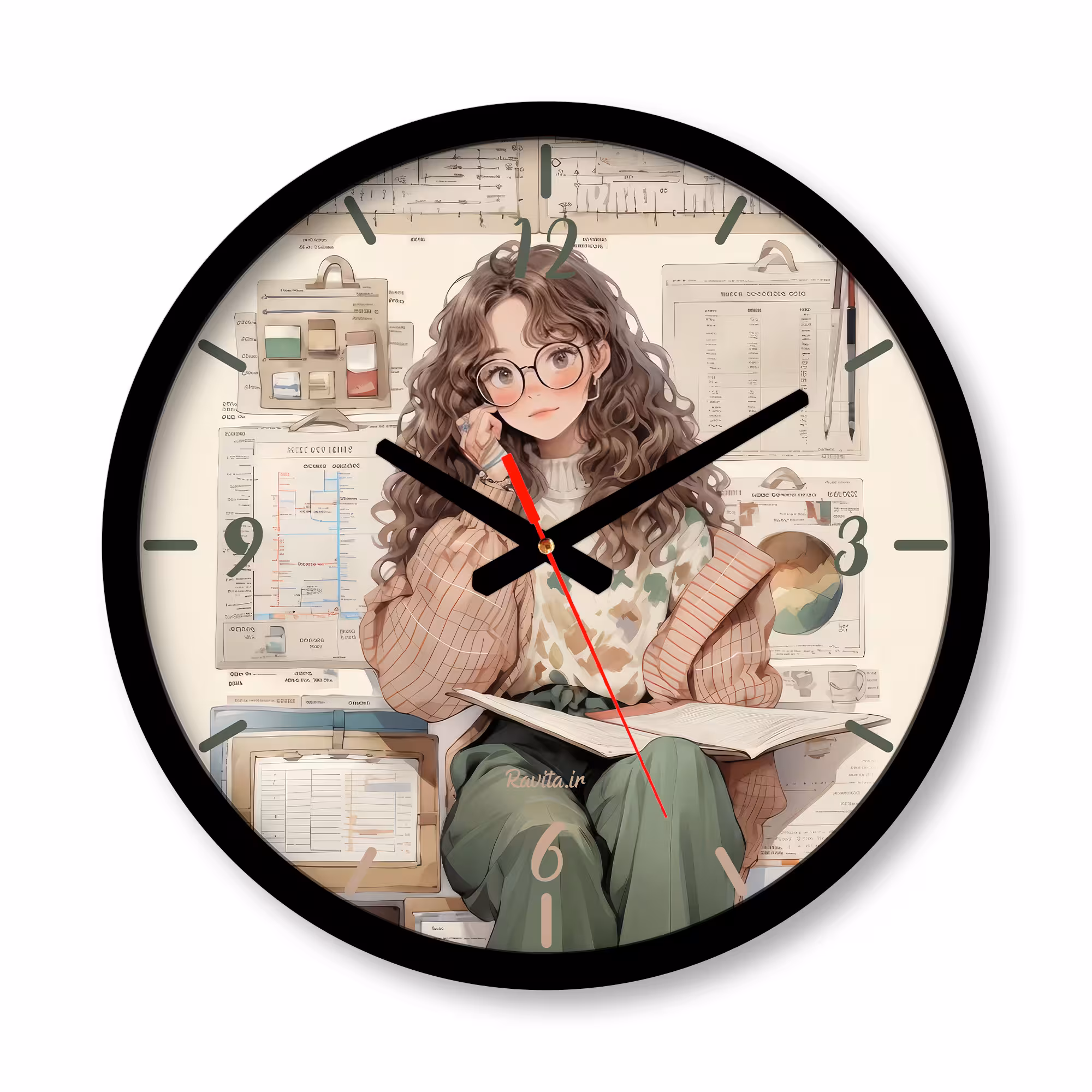 ساعت دیواری بزرگ راویتا طرح دختر کد 3572