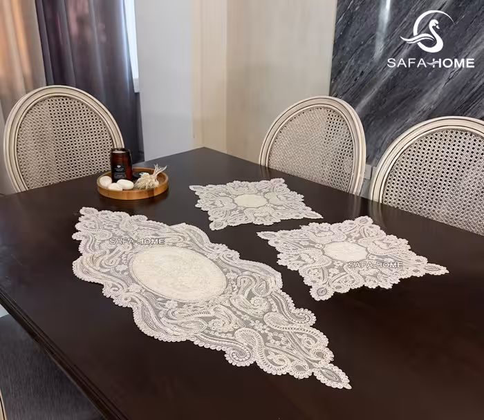 رومیزی قیطان دوزی طرح پیچک 3 تکه