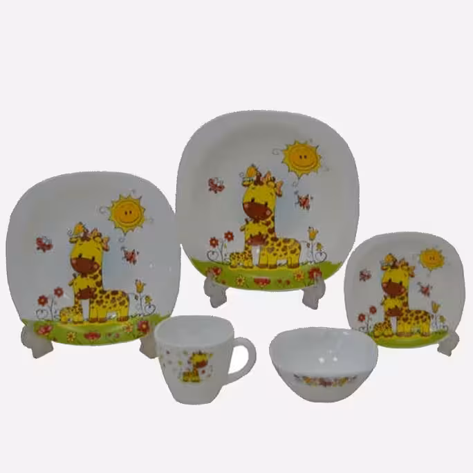 سرویس غذاخوری 5 تکه کودک پارس اپال مدل زرافه کد 460