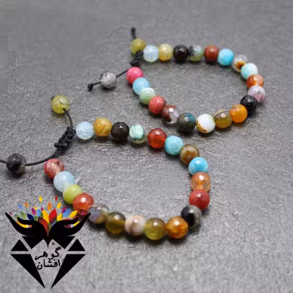 دستبند عقیق ام البنین تراش دار خوشرنگ کد D_1064