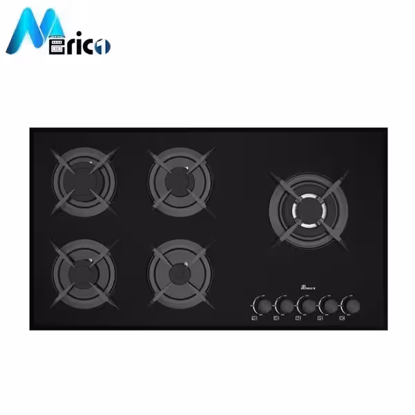 گاز رومیزی بیمکث کد 5081 پنج شعله شیشه مشکی