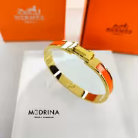 دستبند هرمس نارنجی طلایی مستر