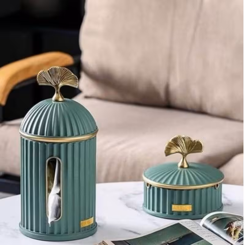 ست جادستمالی و زیر سیگاری باکس دستمال کاغذی پتینه کهنه کاری