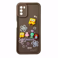 قاب Solid عروسکی طرح خانواده باب اسفنجی مناسب برای Xiaomi Poco M3-قهوه ای